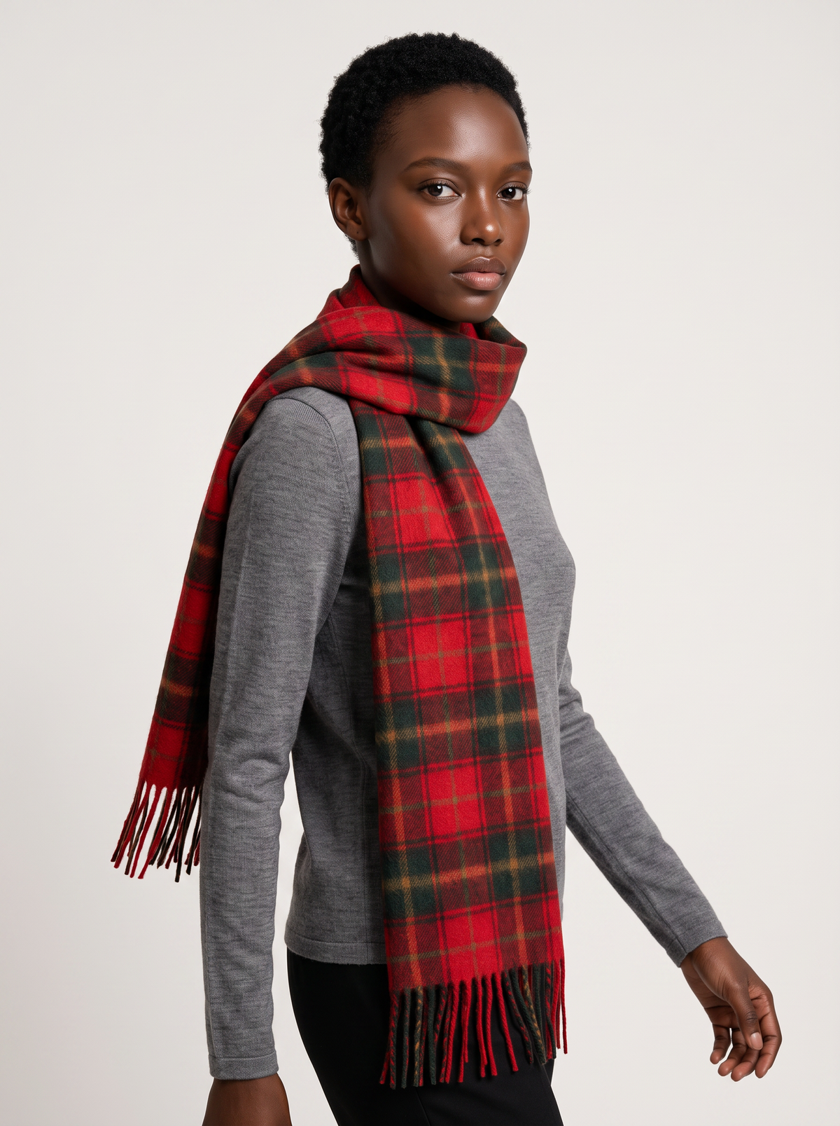 100% Wool Tartan Plaid Scarf | Double-Faced Winter Wrap