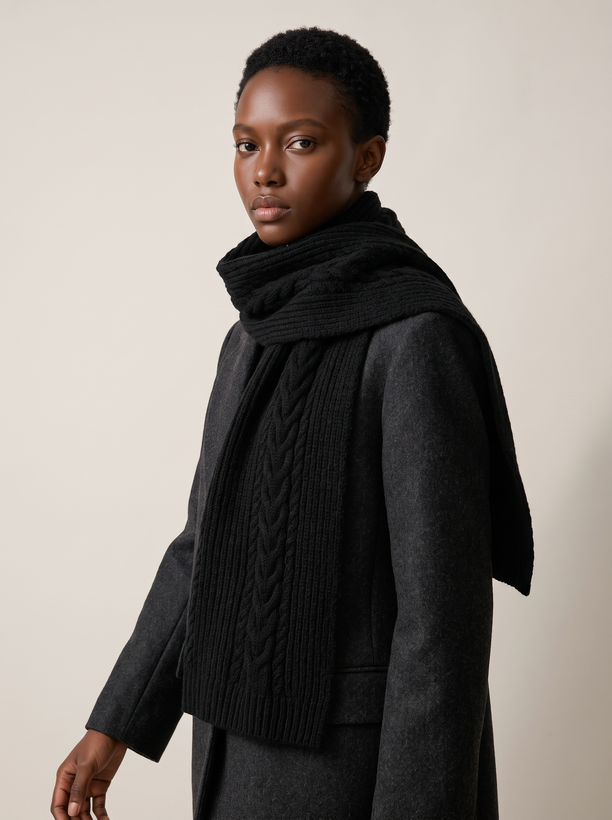 Brushed Rib Wool-Blend Scarf