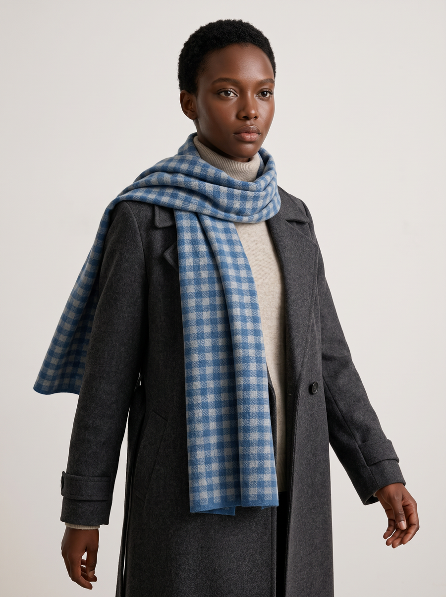 100% Wool Mixed Check Scarf