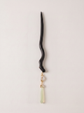 Green Agate Water-Drop Ebony Hairpin — Minimalist