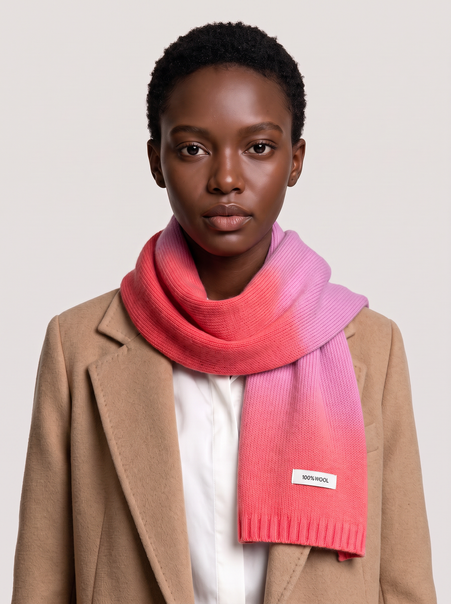 100% Wool Gradient Knit Scarf