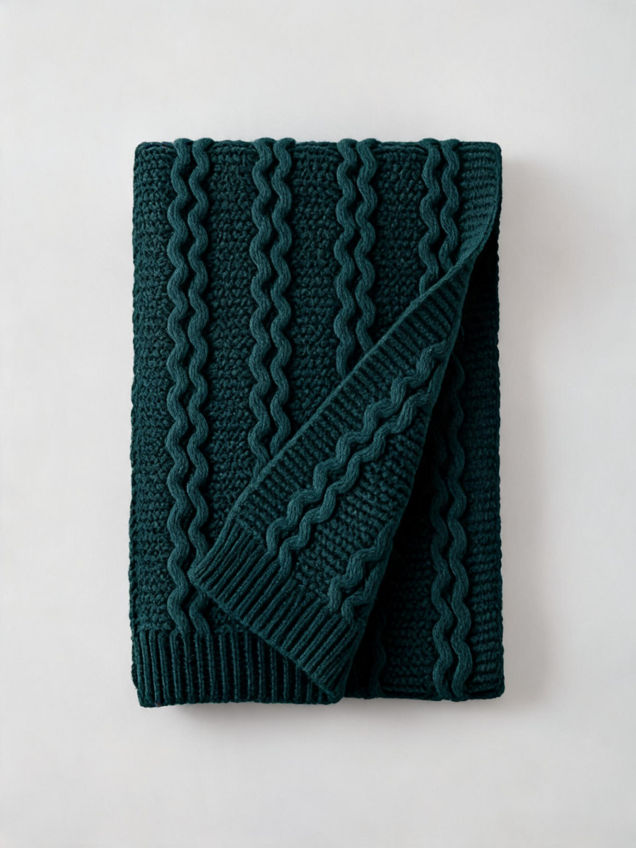 100% Wool Textured Knit Scarf