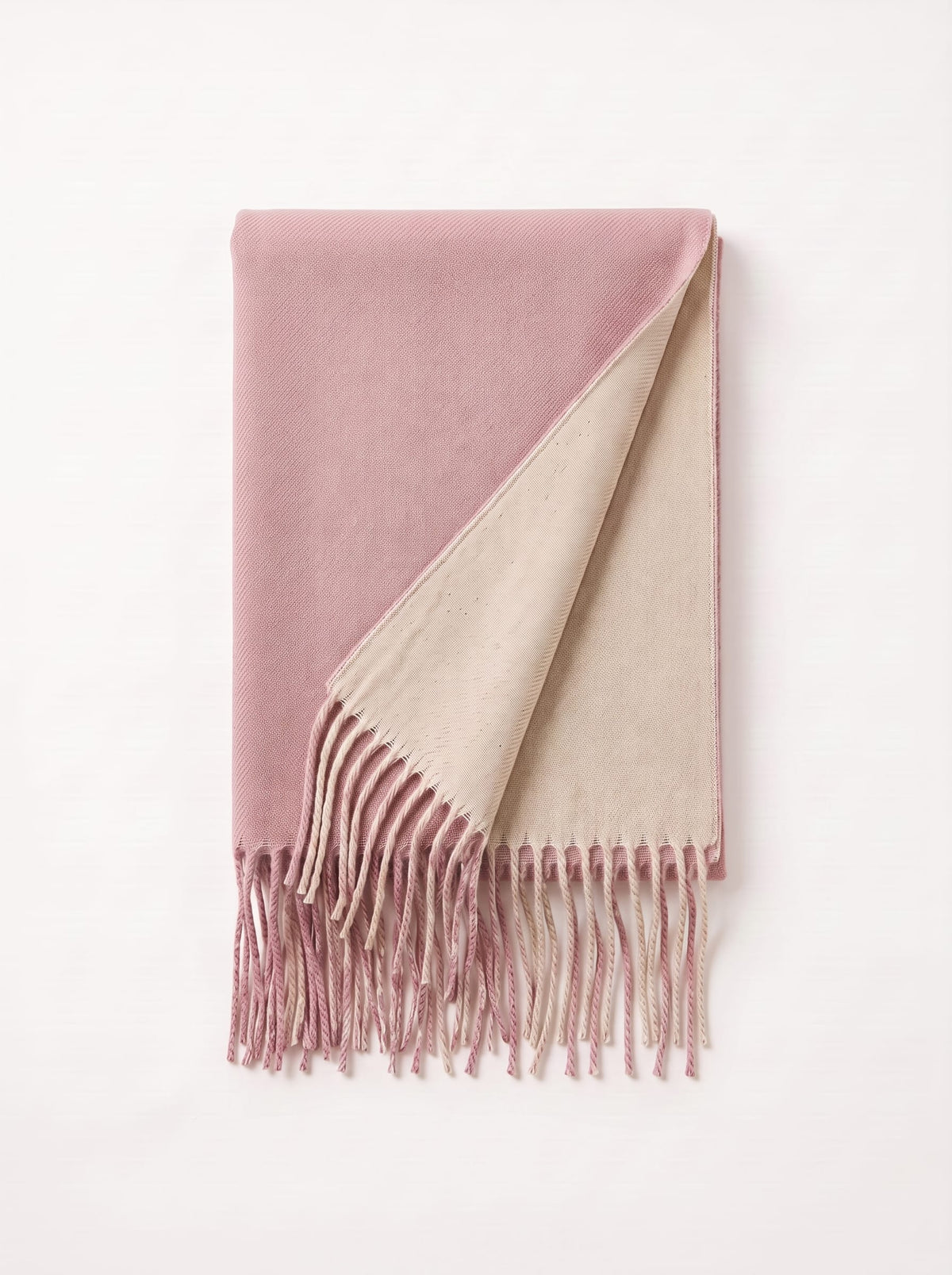 Double-Faced Solid Scarf | Cashmere-Feel Long Fringe Wrap