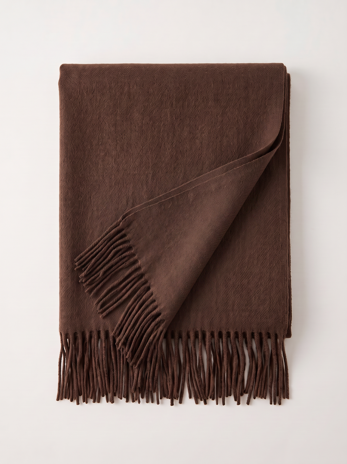 Wool-Blend Oversized Fringed Wrap — Brushed Winter Shawl