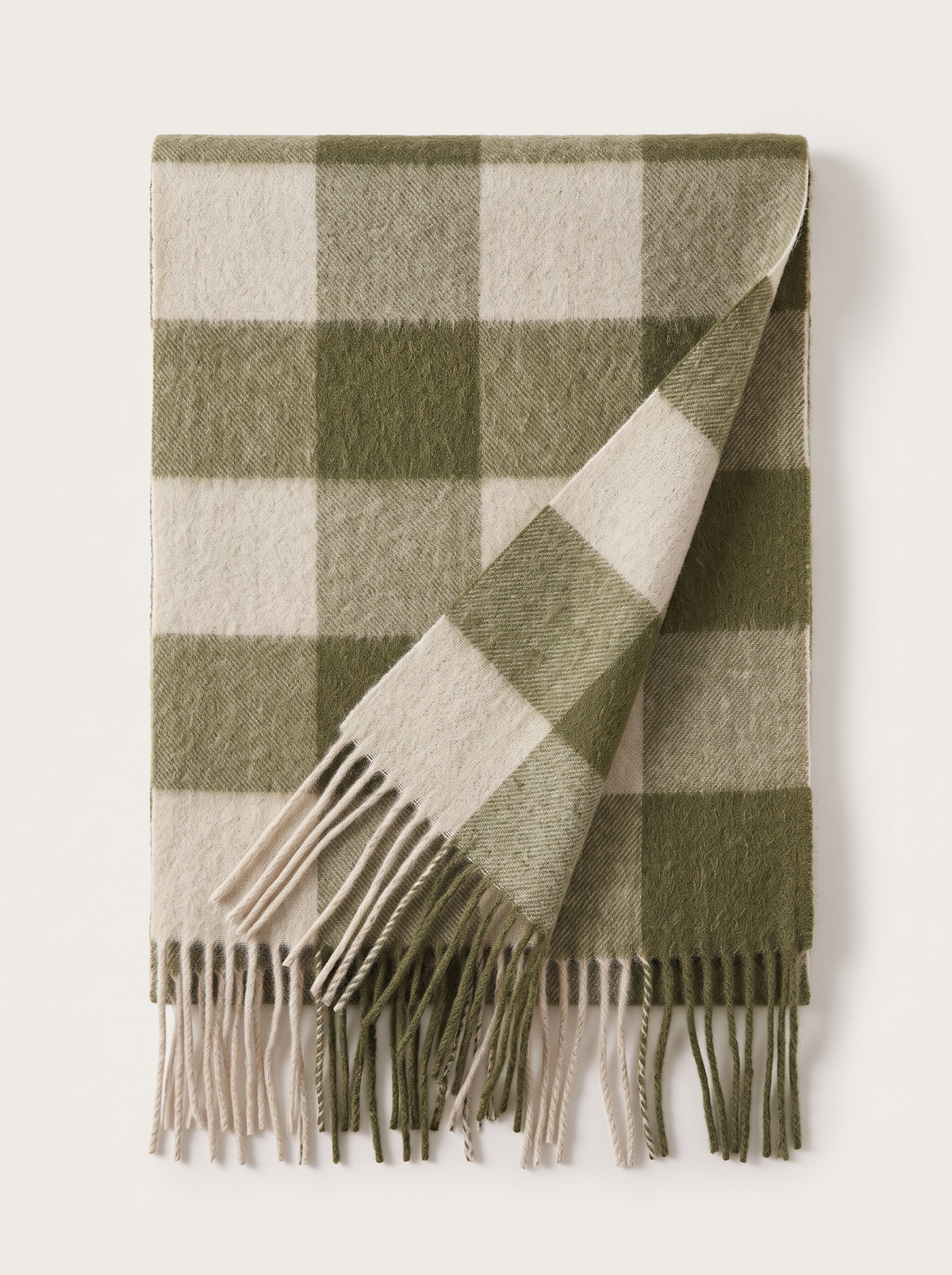 100% Wool Windowpane Check Scarf