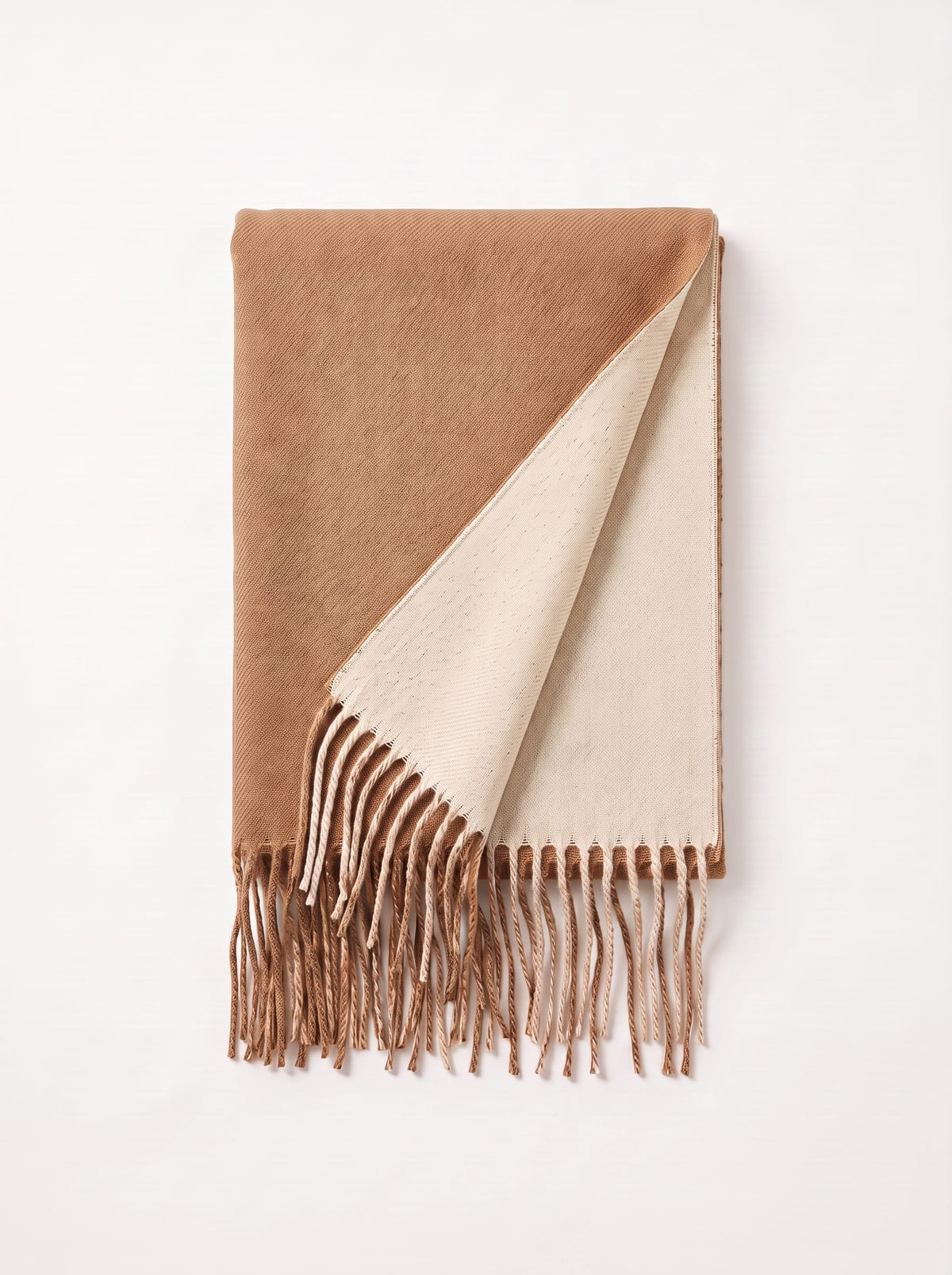 Double-Faced Solid Scarf | Cashmere-Feel Long Fringe Wrap