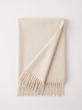 Soft Brushed Wool-Blend Fringe Scarf | Solid Winter Wrap