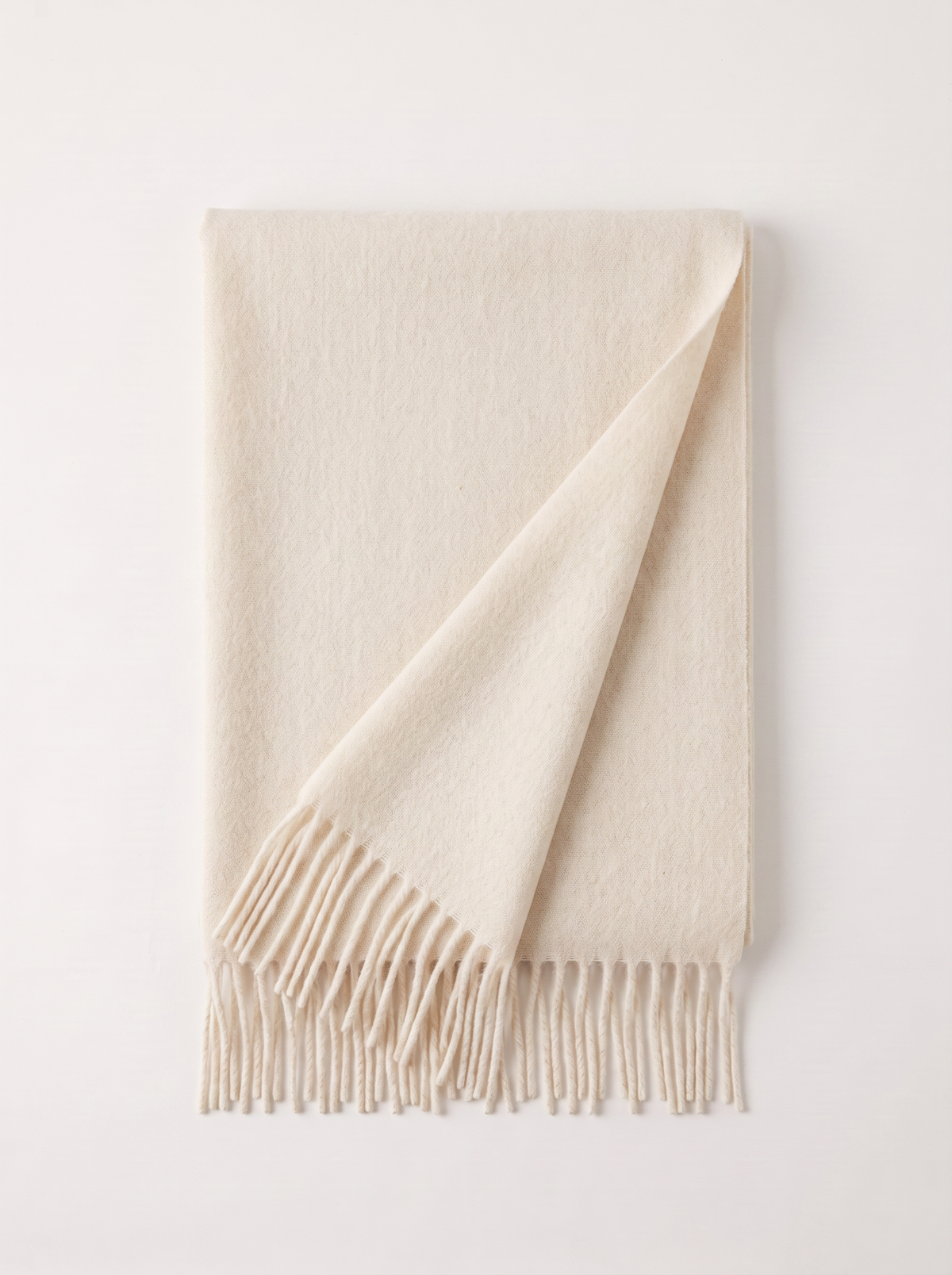 Soft Brushed Wool-Blend Fringe Scarf | Solid Winter Wrap