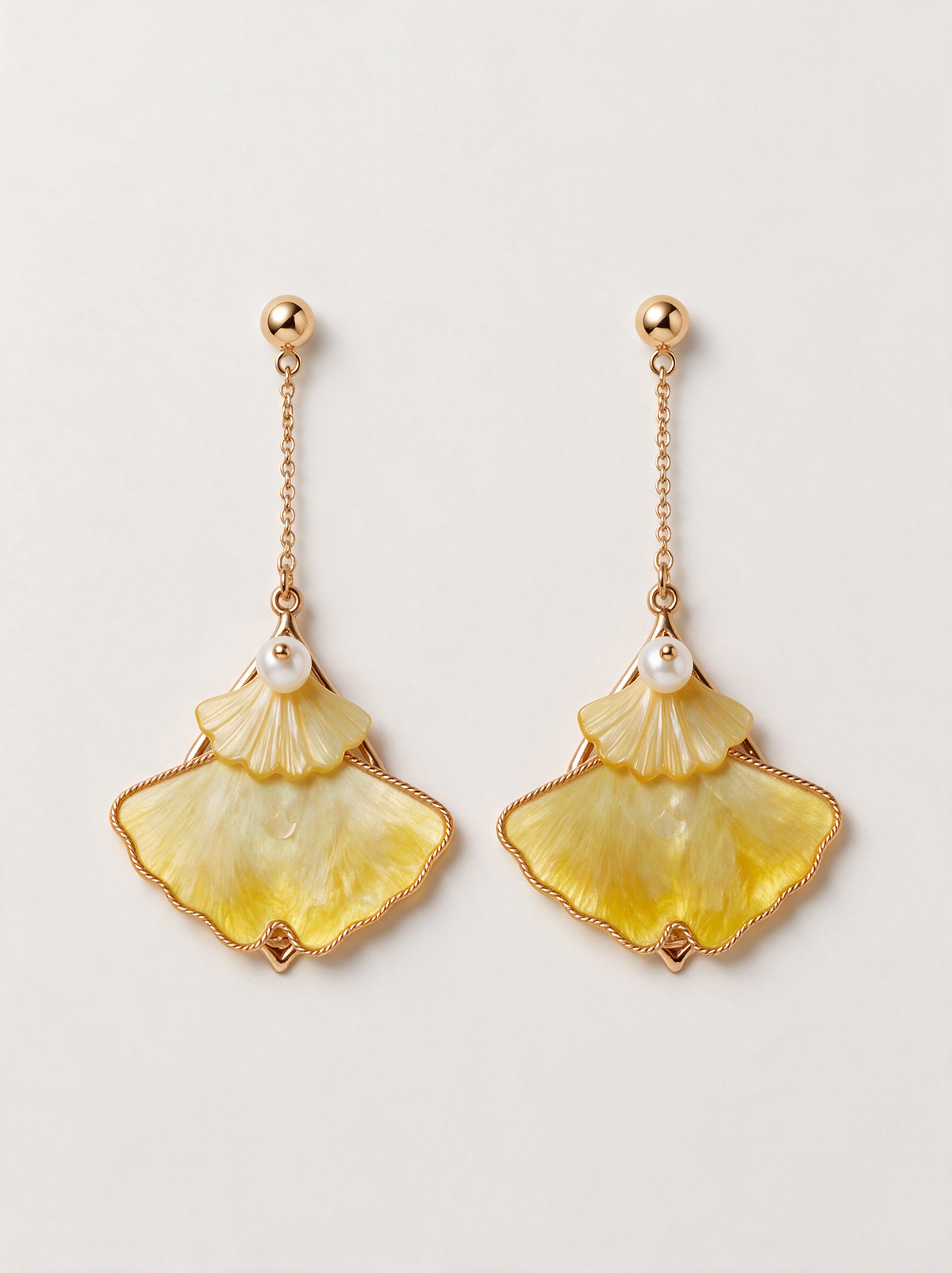Silk Velvet Ginkgo-Leaf Stud Earrings — Handmade Ronghua