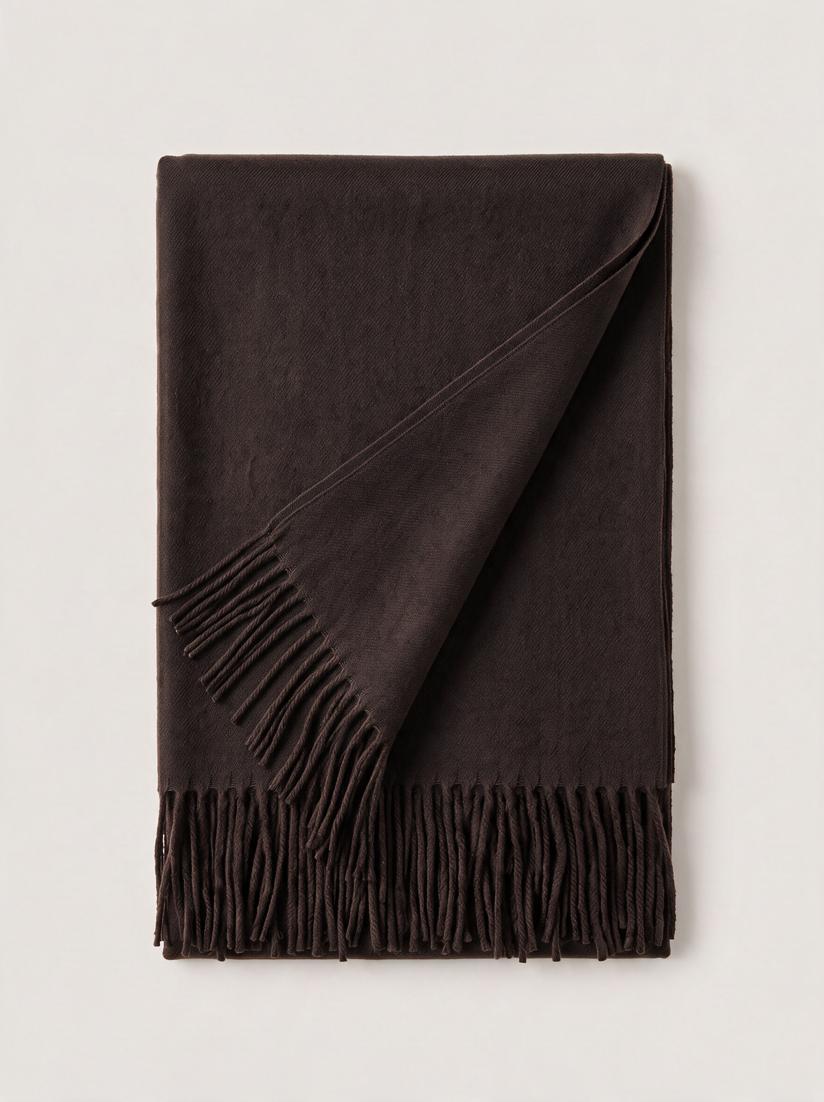 Wool-Blend Oversized Fringed Wrap — Brushed Winter Shawl