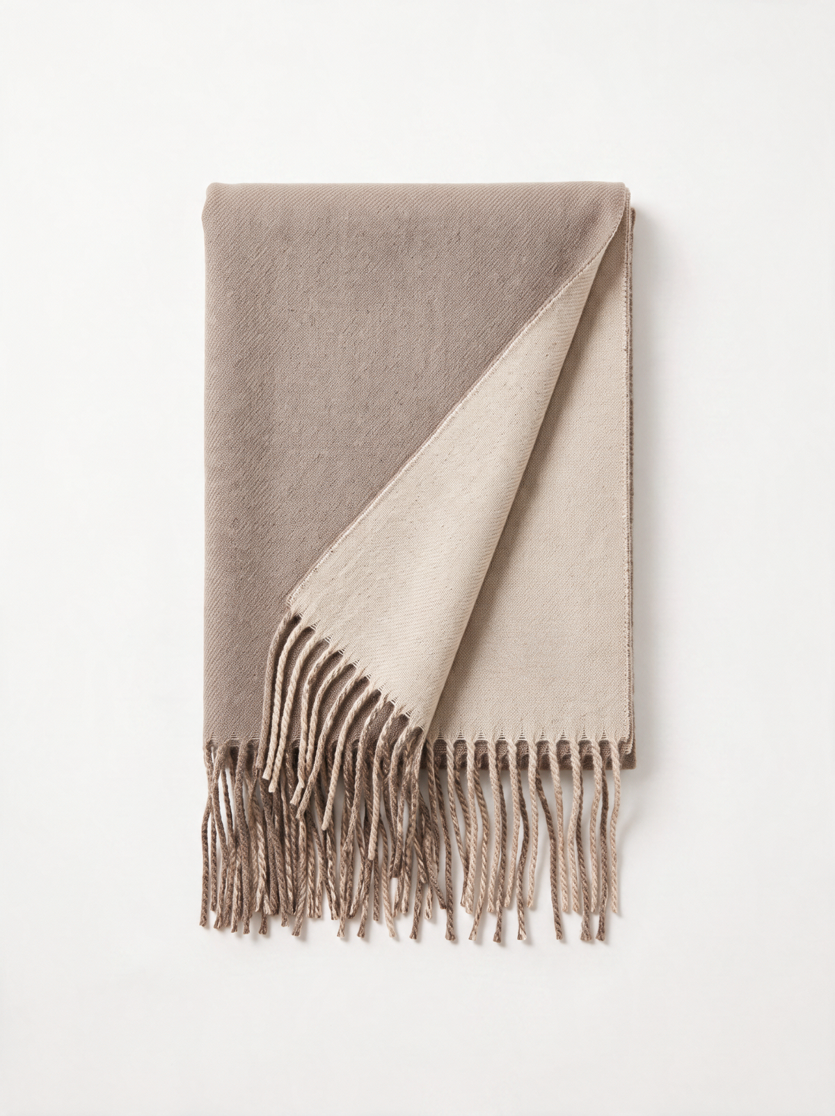 Double-Faced Solid Scarf | Cashmere-Feel Long Fringe Wrap