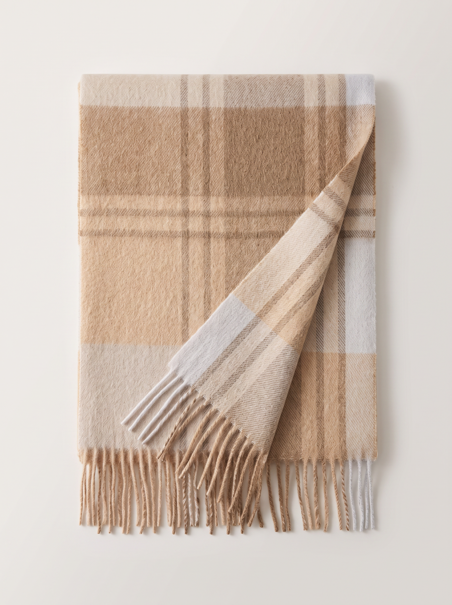 100% Wool Colour-Block Check Scarf