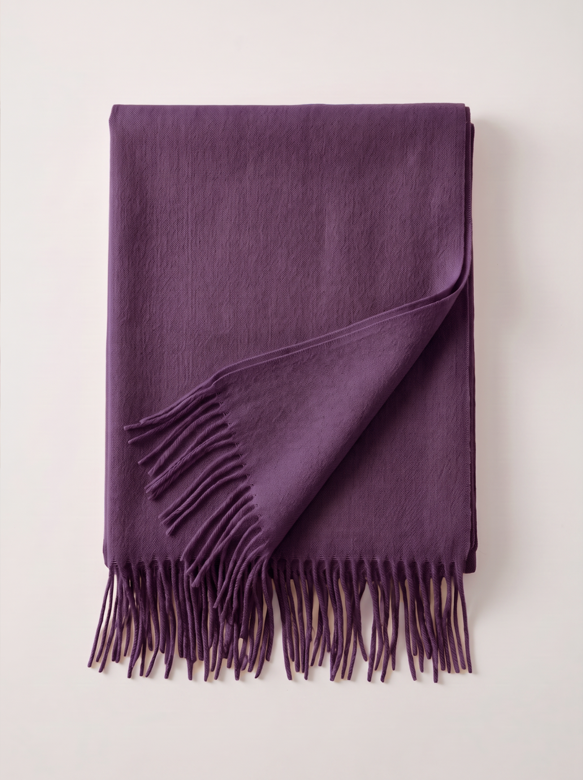 Wool-Blend Oversized Fringed Wrap — Brushed Winter Shawl
