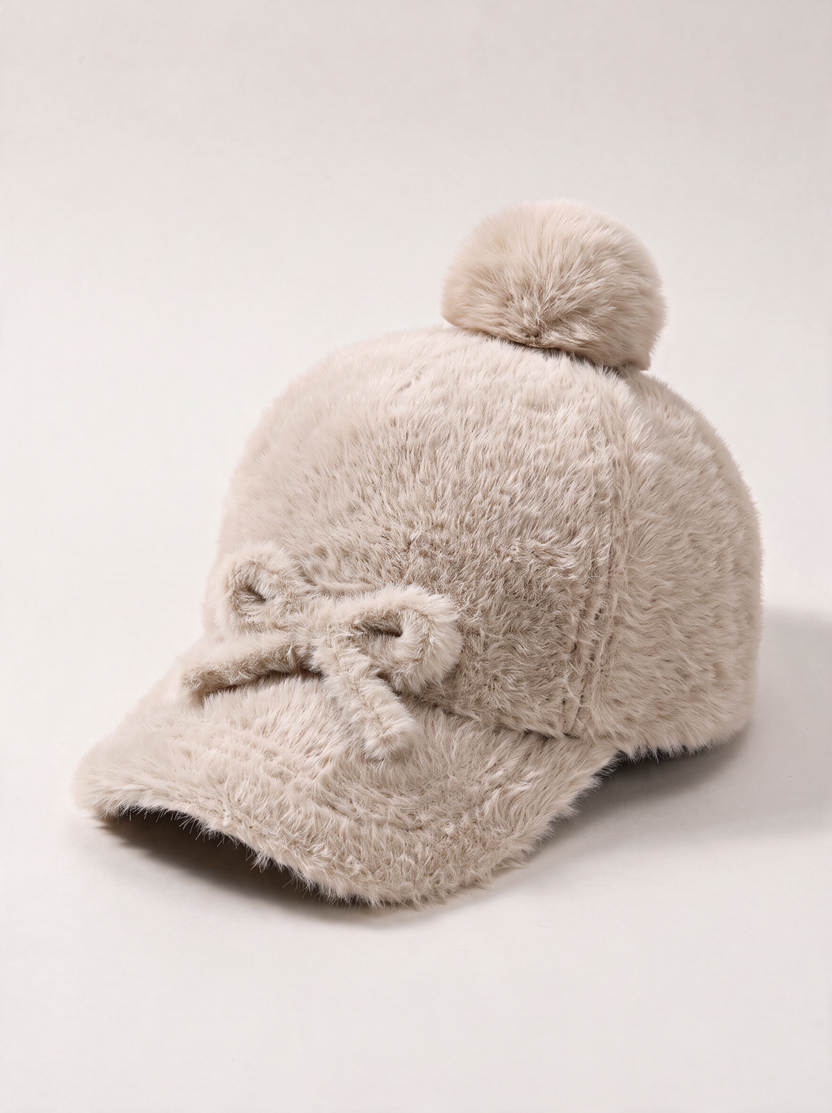 Faux Mink Bow Knit Cap