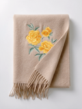100% Wool Floral Embroidered Scarf