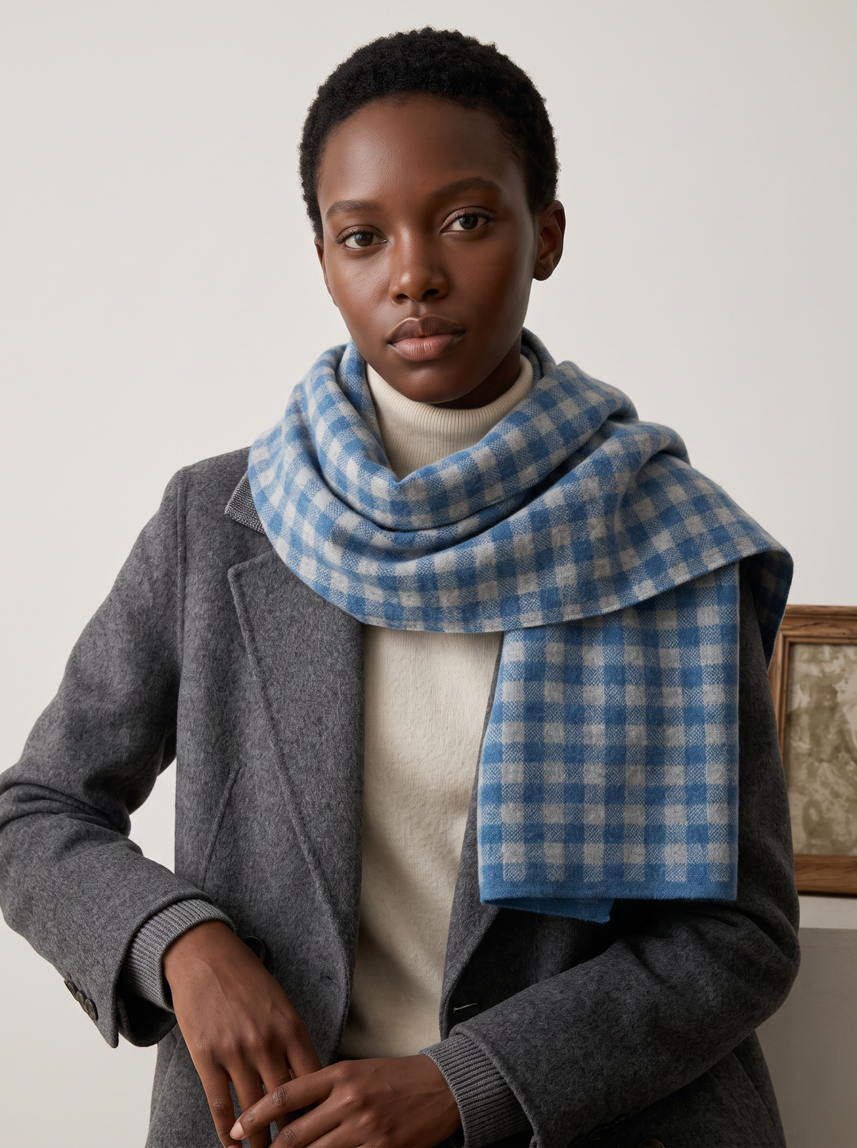 100% Wool Mixed Check Scarf