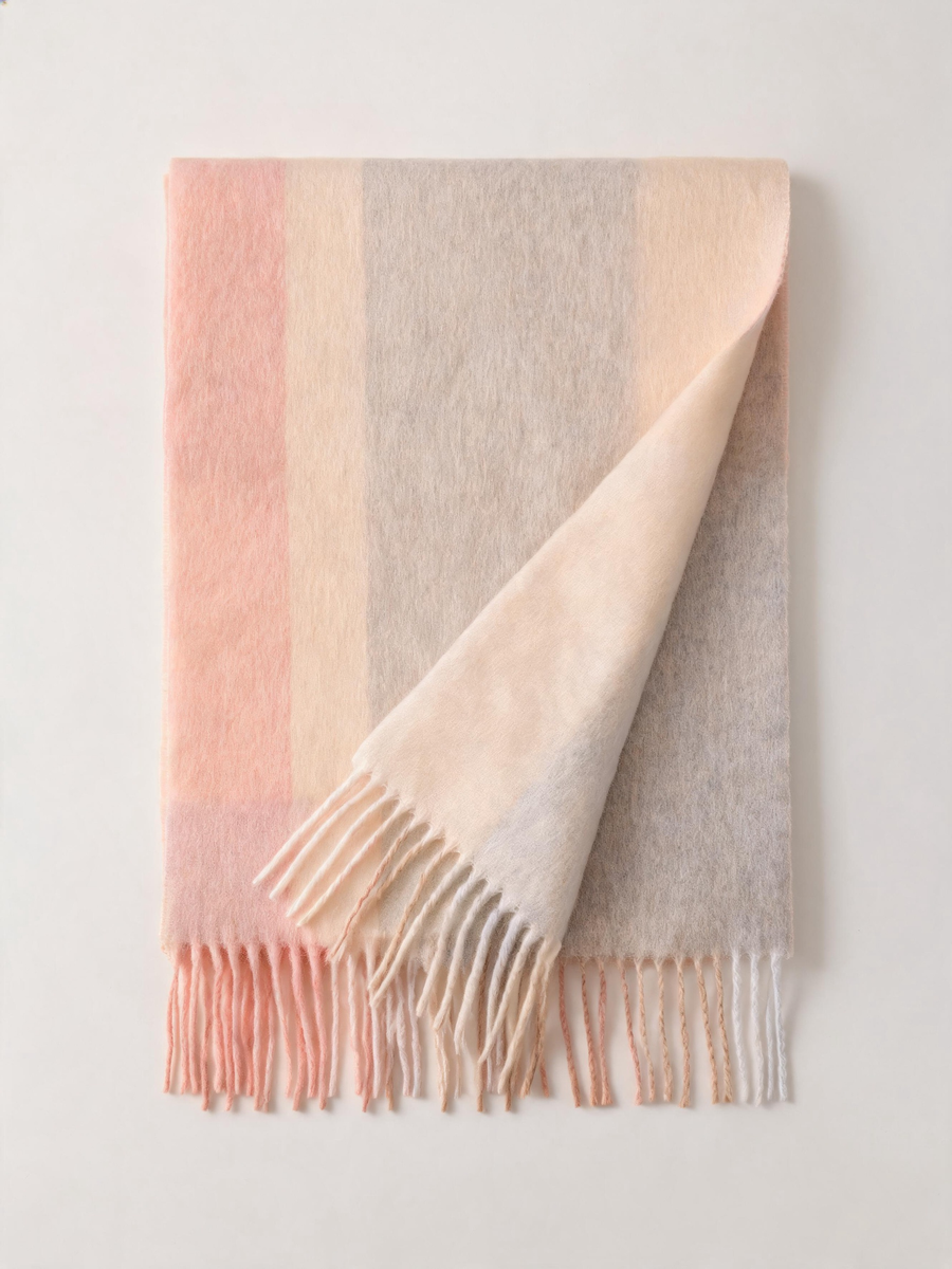 100% Wool Pastel Check Scarf