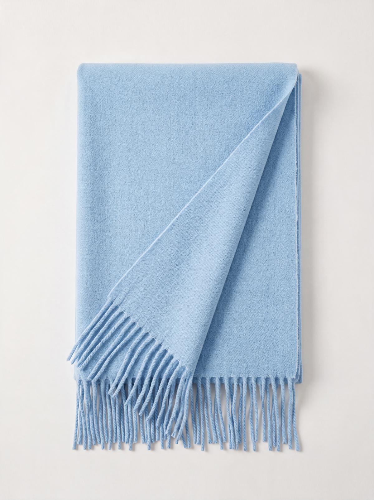 Soft Brushed Wool-Blend Fringe Scarf | Solid Winter Wrap