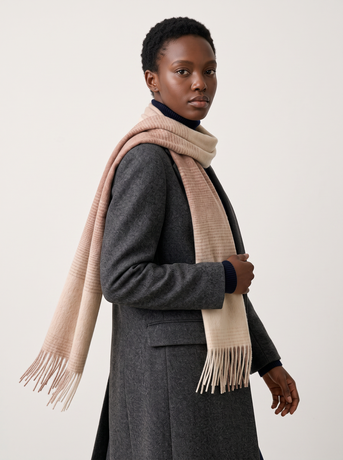 100% Wool Gradient Check Scarf