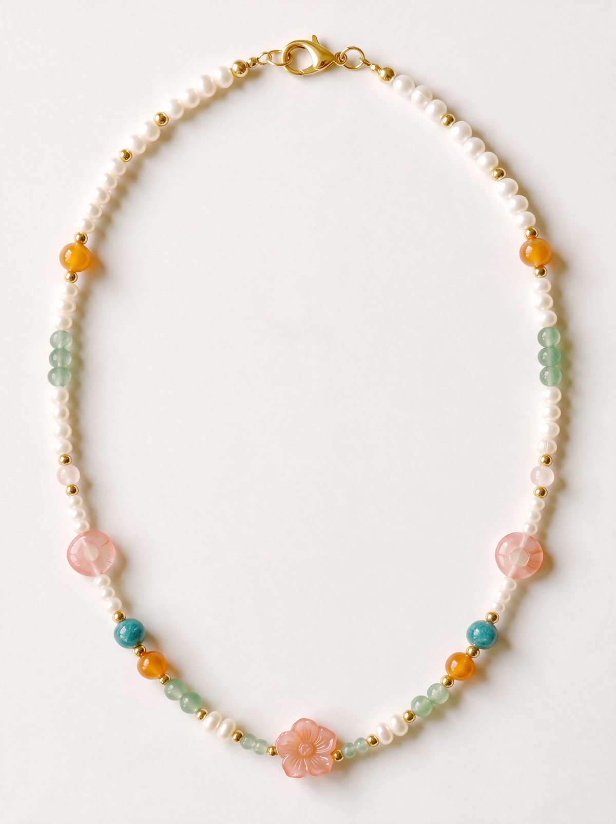 Beaded Yingluo Necklace — Hetian Jade & Salt-Source Agate