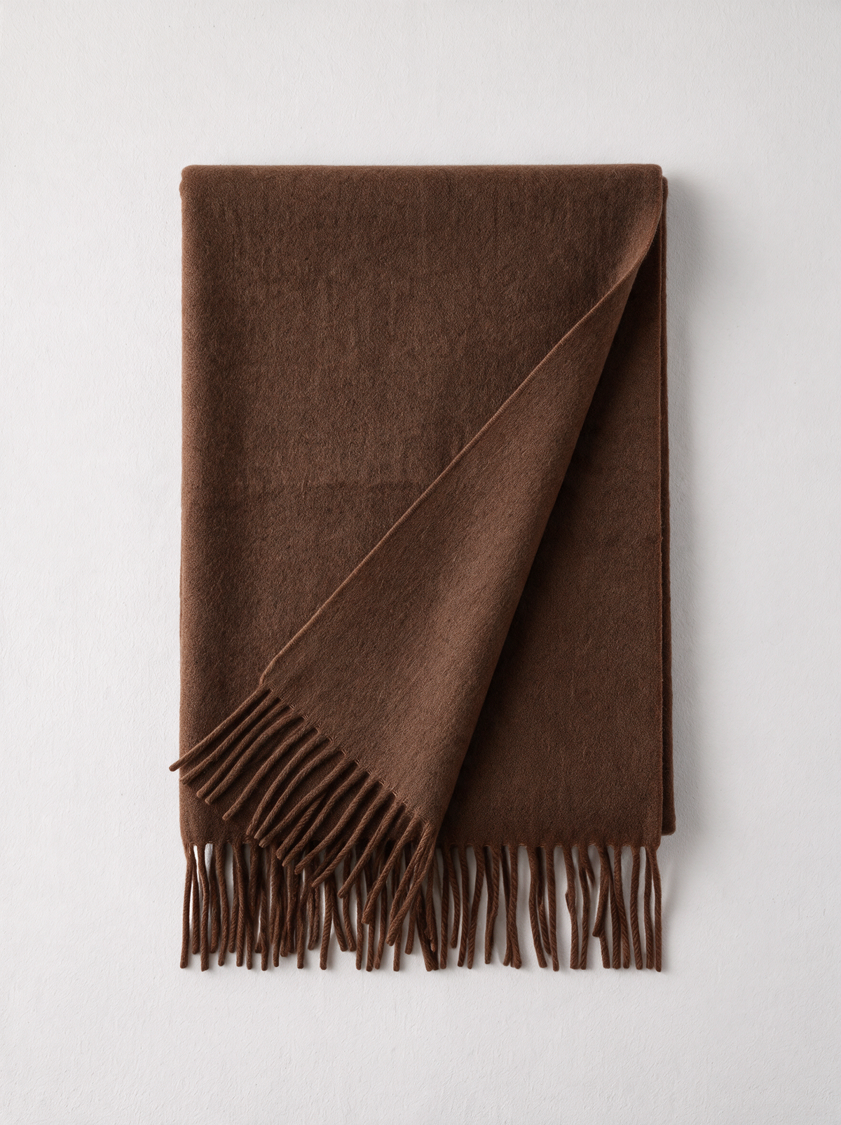 Soft Brushed Wool-Blend Fringe Scarf | Solid Winter Wrap