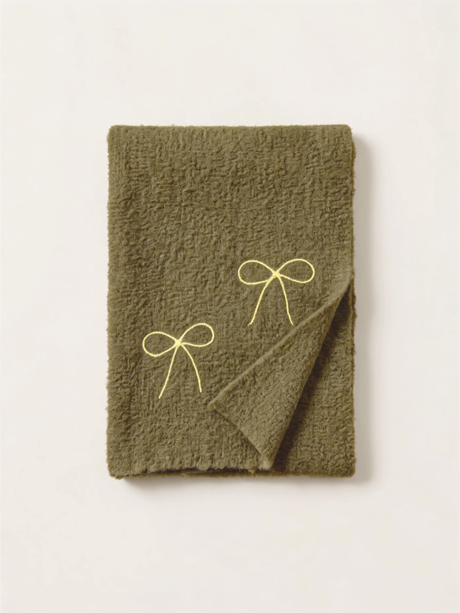 Bow-Embroidered Knit Scarf