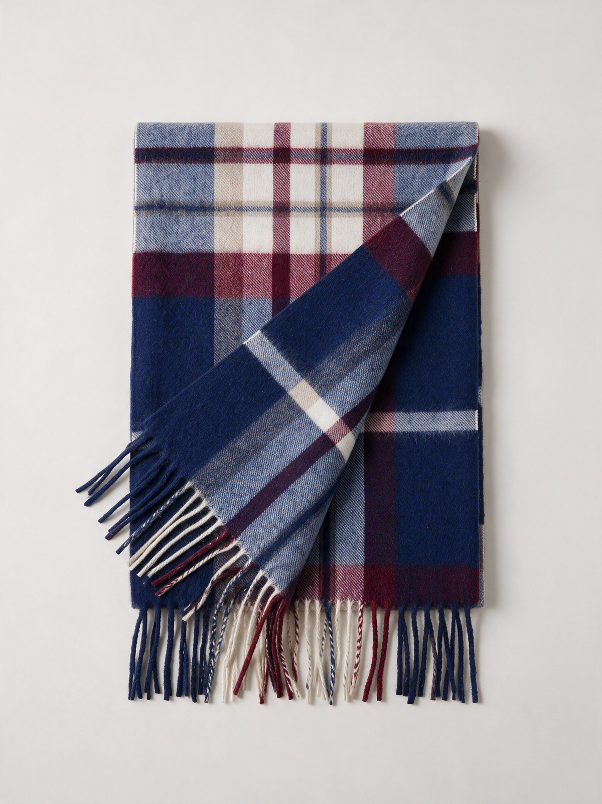 100% Wool Brushed Plaid Scarf