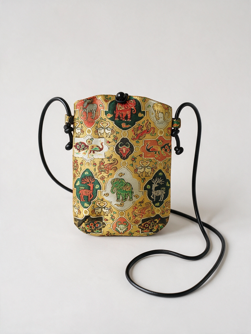 Tang Brocade Mini Crossbody Bag — Auspicious Beasts