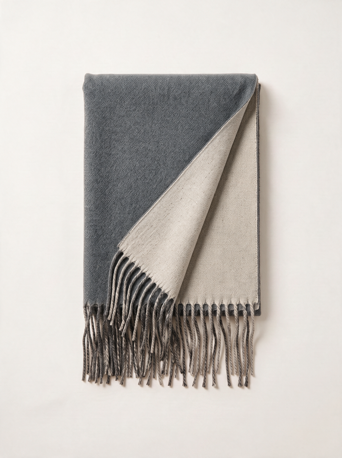 Double-Faced Solid Scarf | Cashmere-Feel Long Fringe Wrap