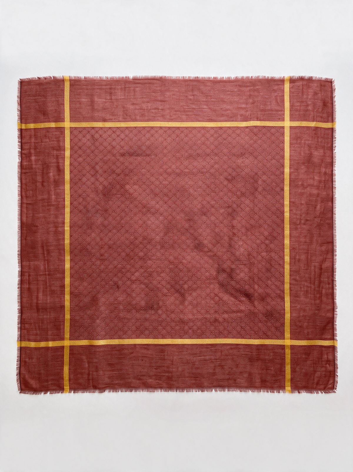 100% Cashmere Square Scarf | Crossed Stripe Print