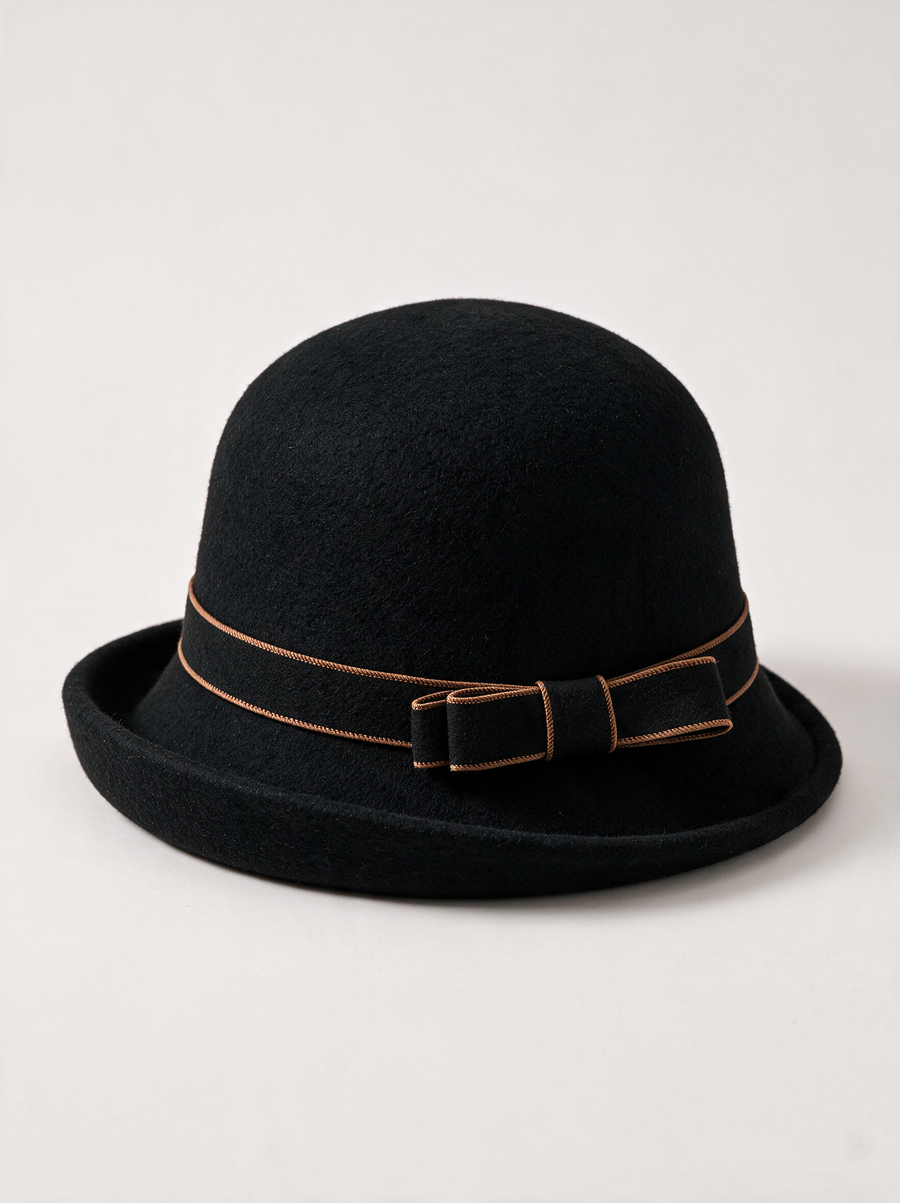 Two-Tone Bow Wool Bucket Hat