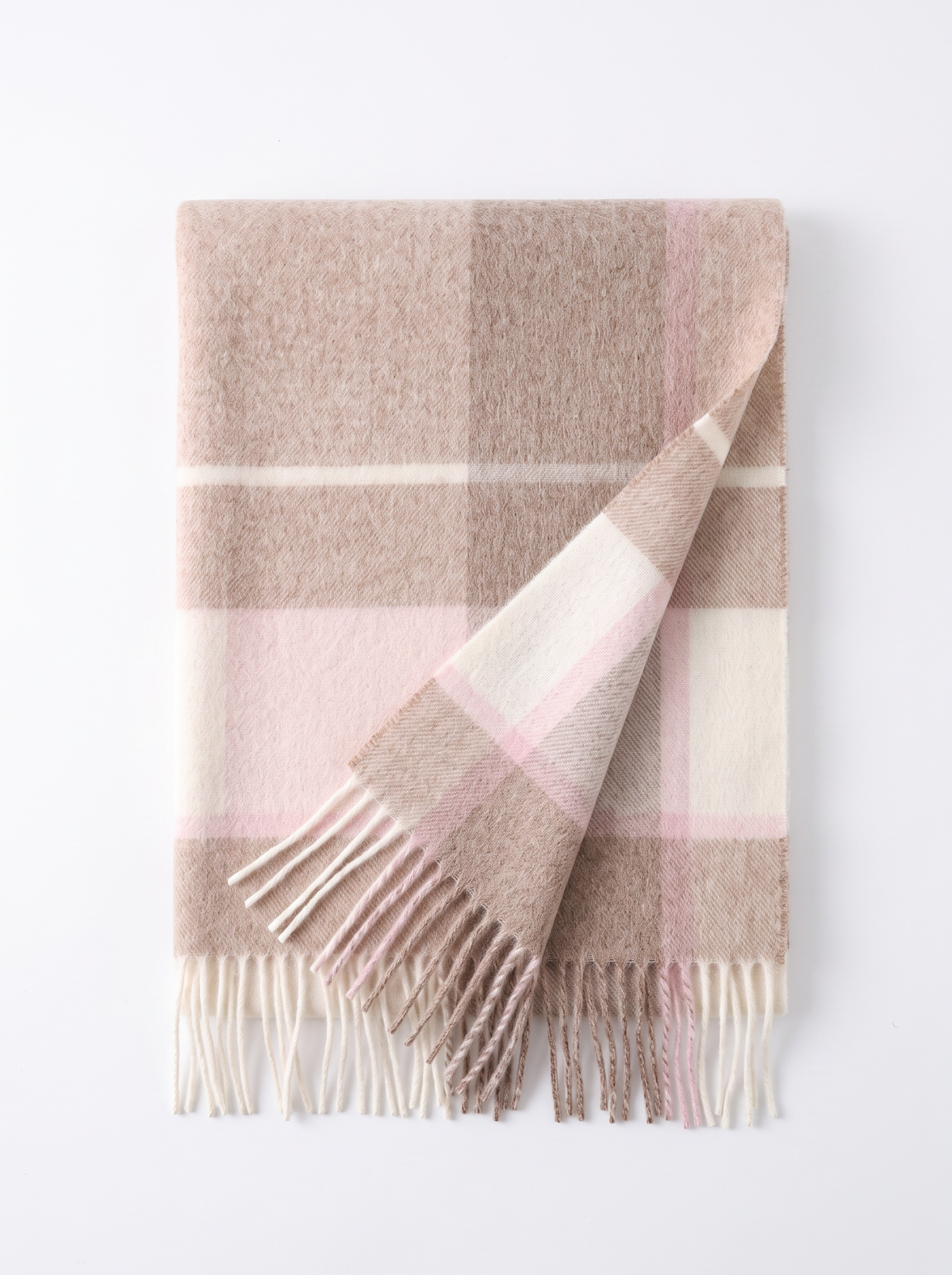 100% Wool Colour-Block Check Scarf
