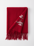 100% Wool Floral Embroidered Scarf
