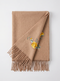 100% Wool Floral Embroidered Scarf