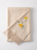 100% Wool Floral Embroidered Scarf