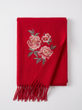 100% Wool Floral Embroidered Scarf