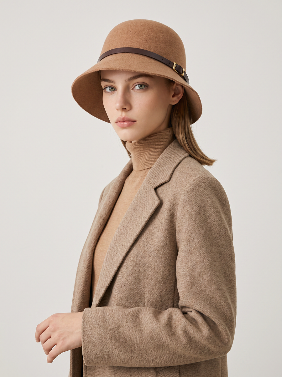 Belted Wool Bucket Hat