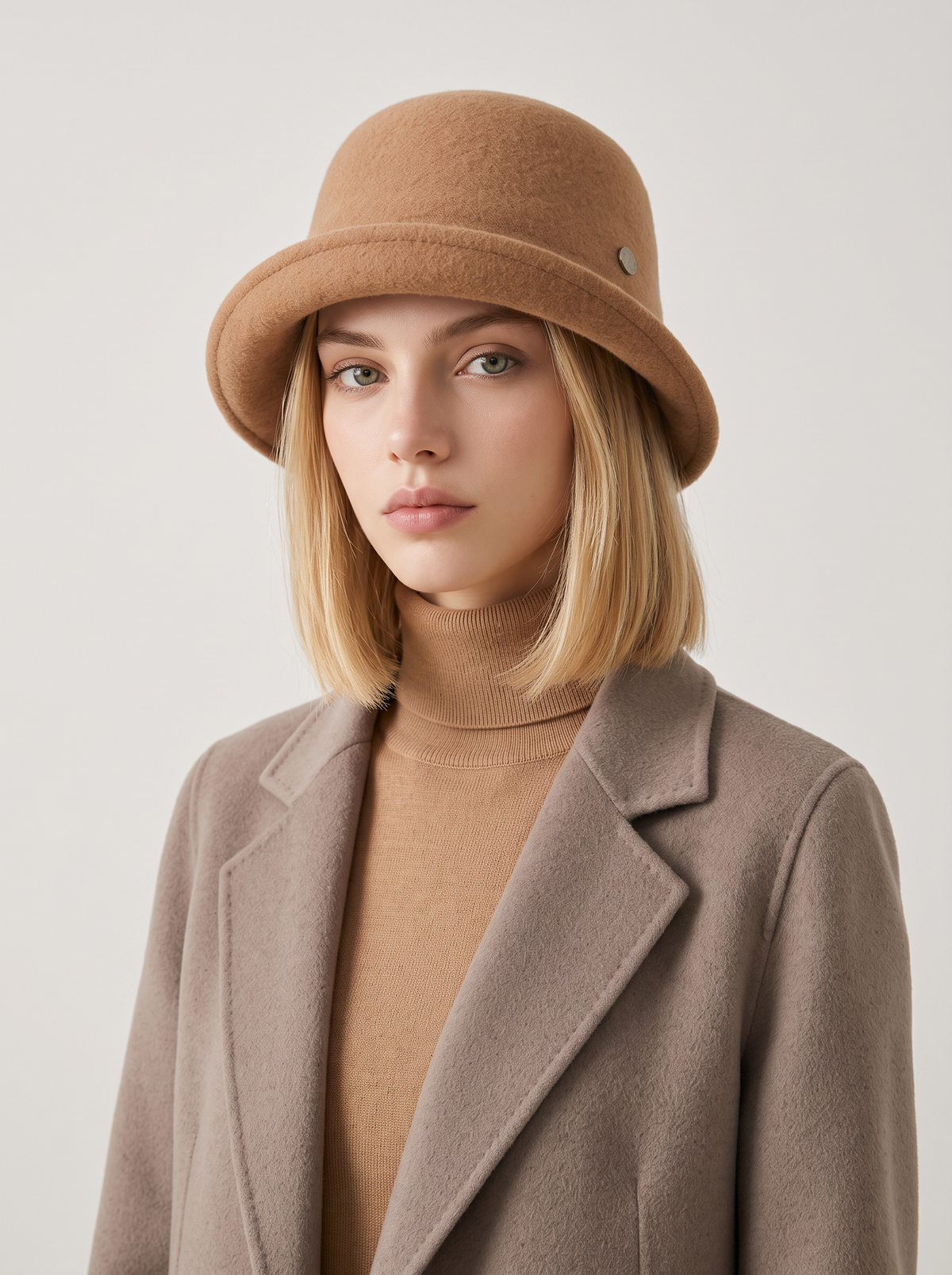 Wool-Blend Button Bucket Hat