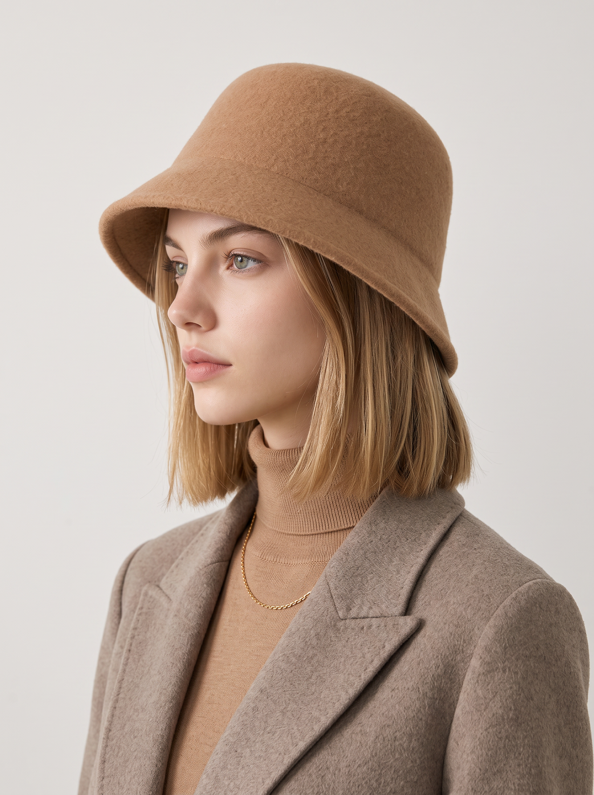 Wool-Blend Button Bucket Hat