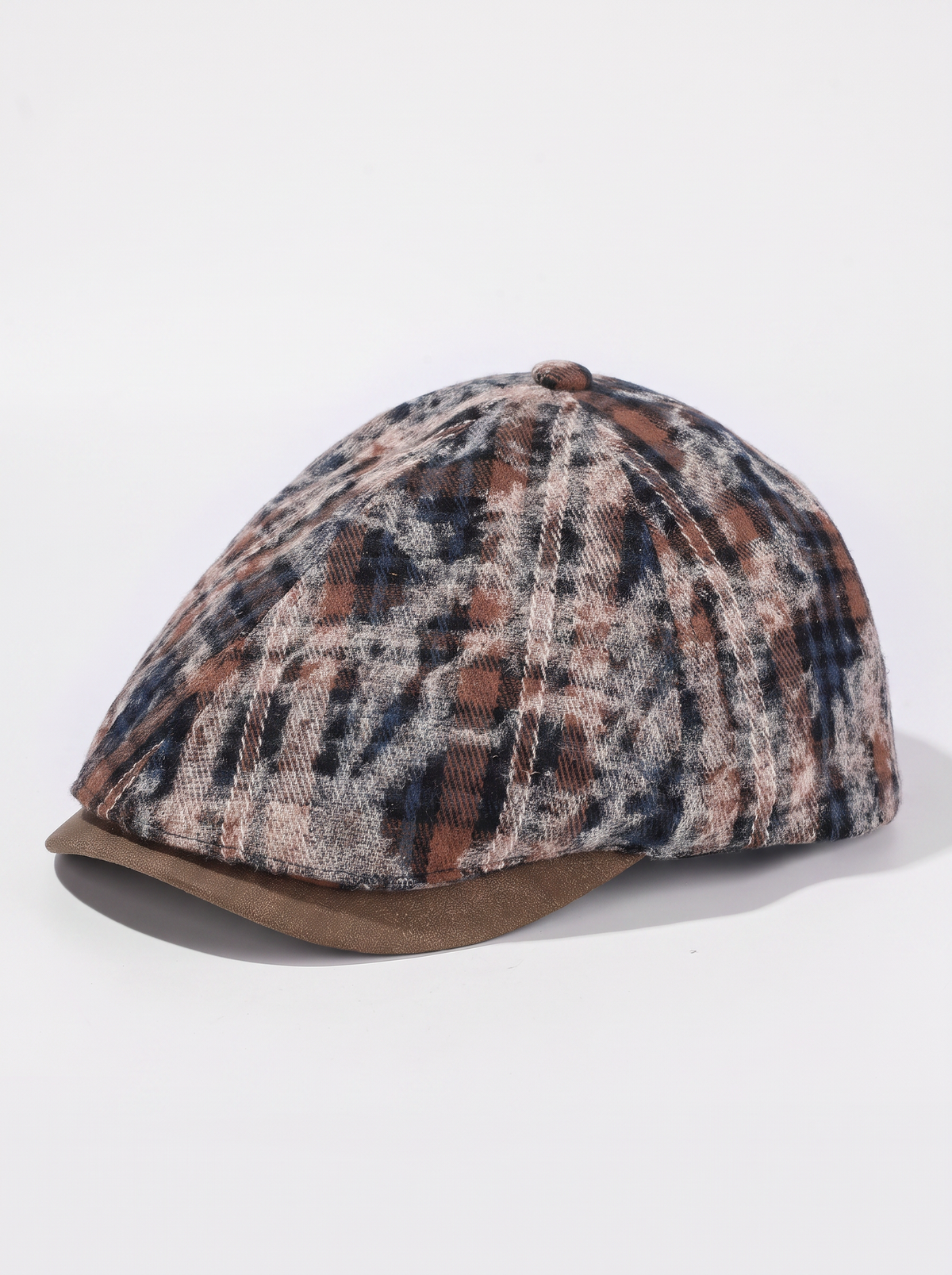 Tie-Dye Plaid Newsboy Cap