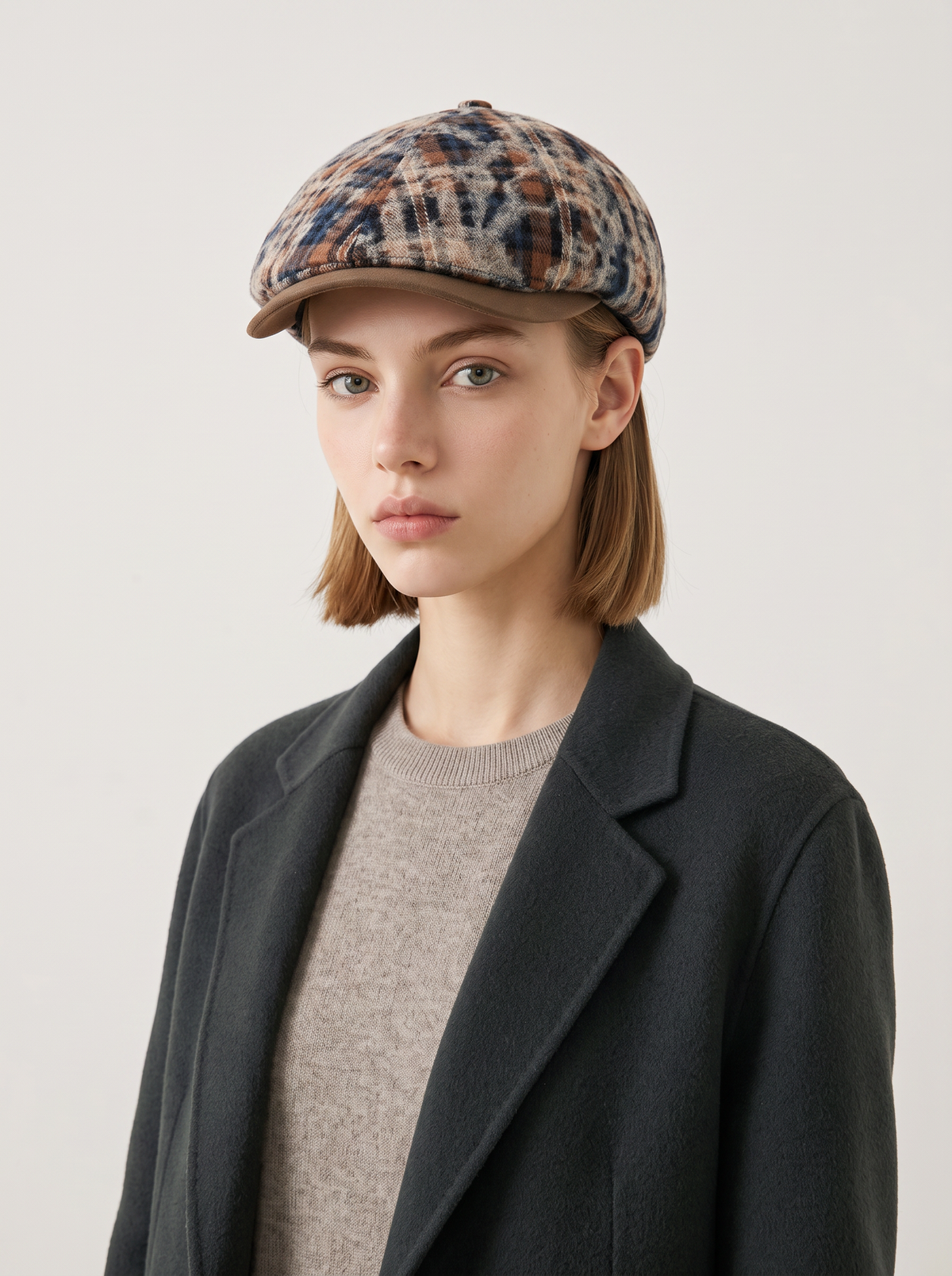 Tie-Dye Plaid Newsboy Cap