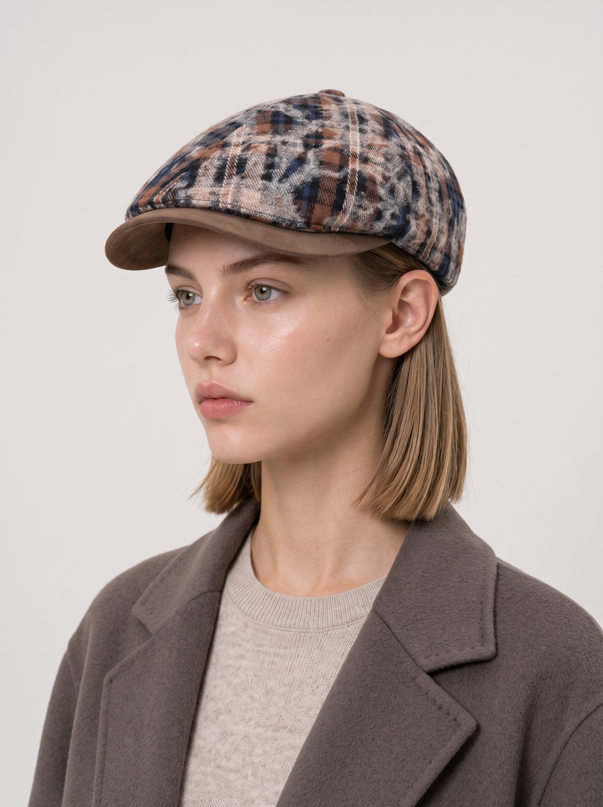 Tie-Dye Plaid Newsboy Cap