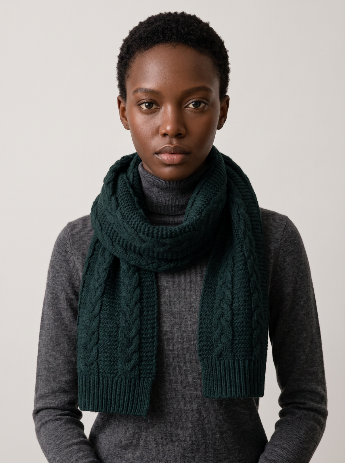 100% Wool Textured Knit Scarf