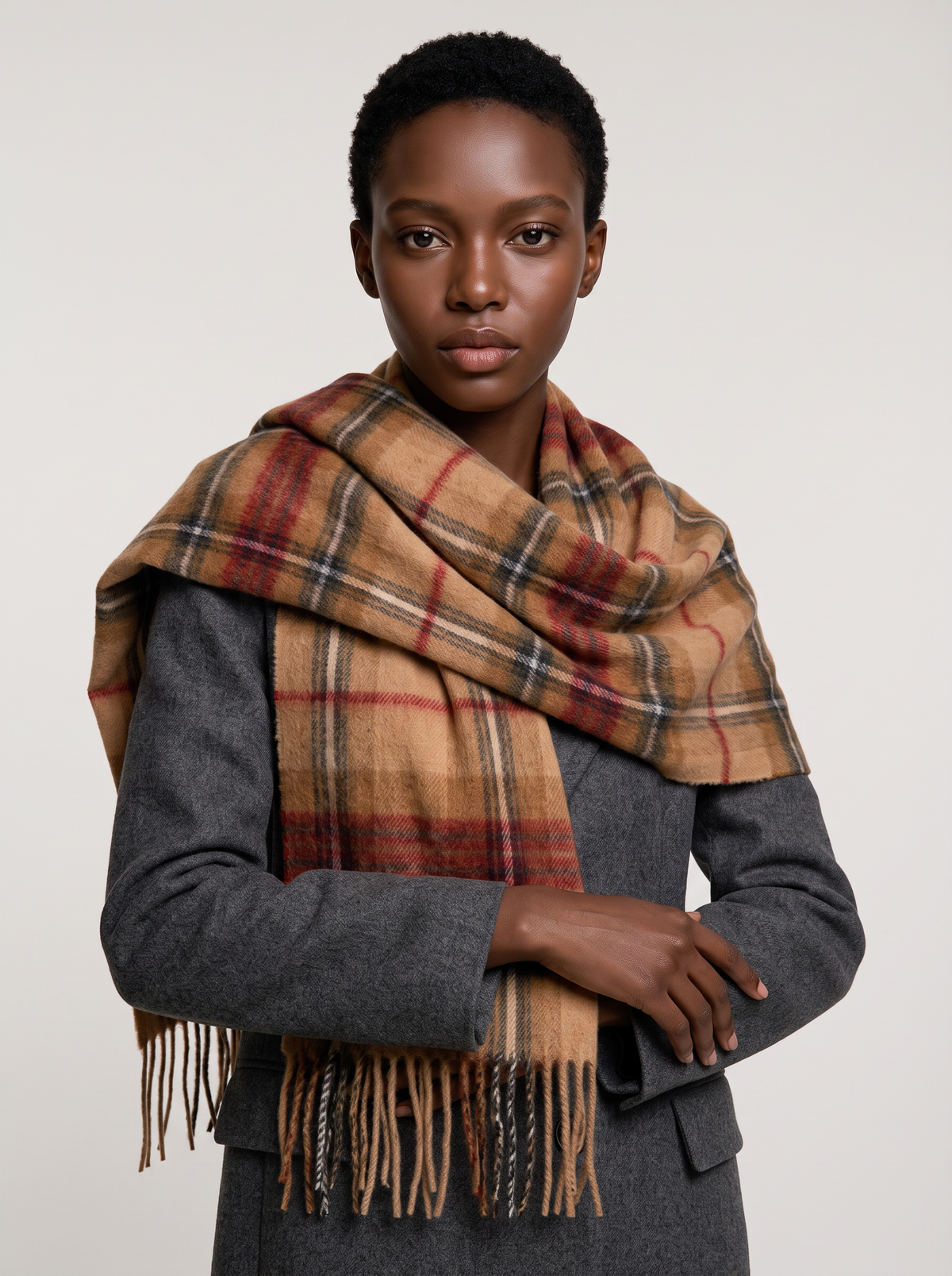 100% Wool Fine Check Scarf