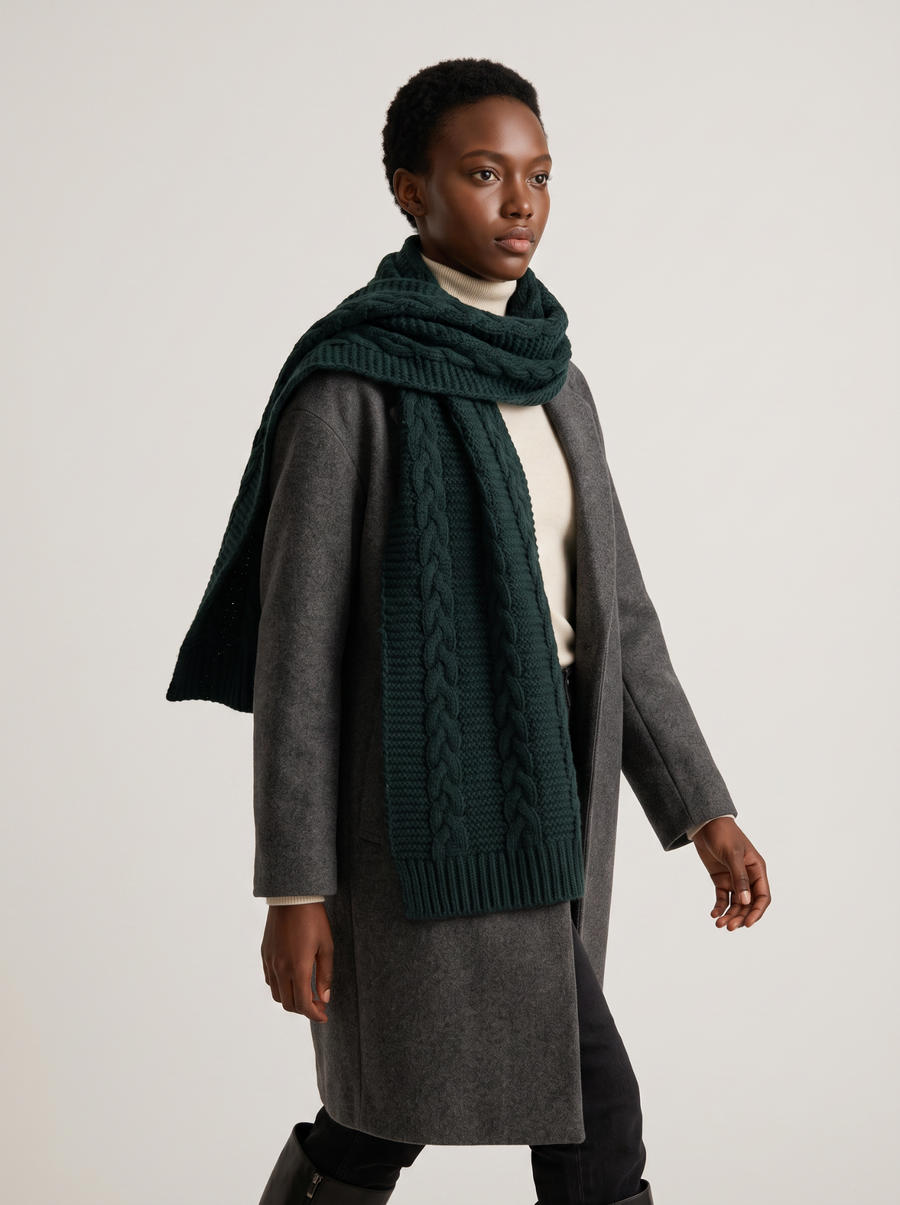 100% Wool Textured Knit Scarf