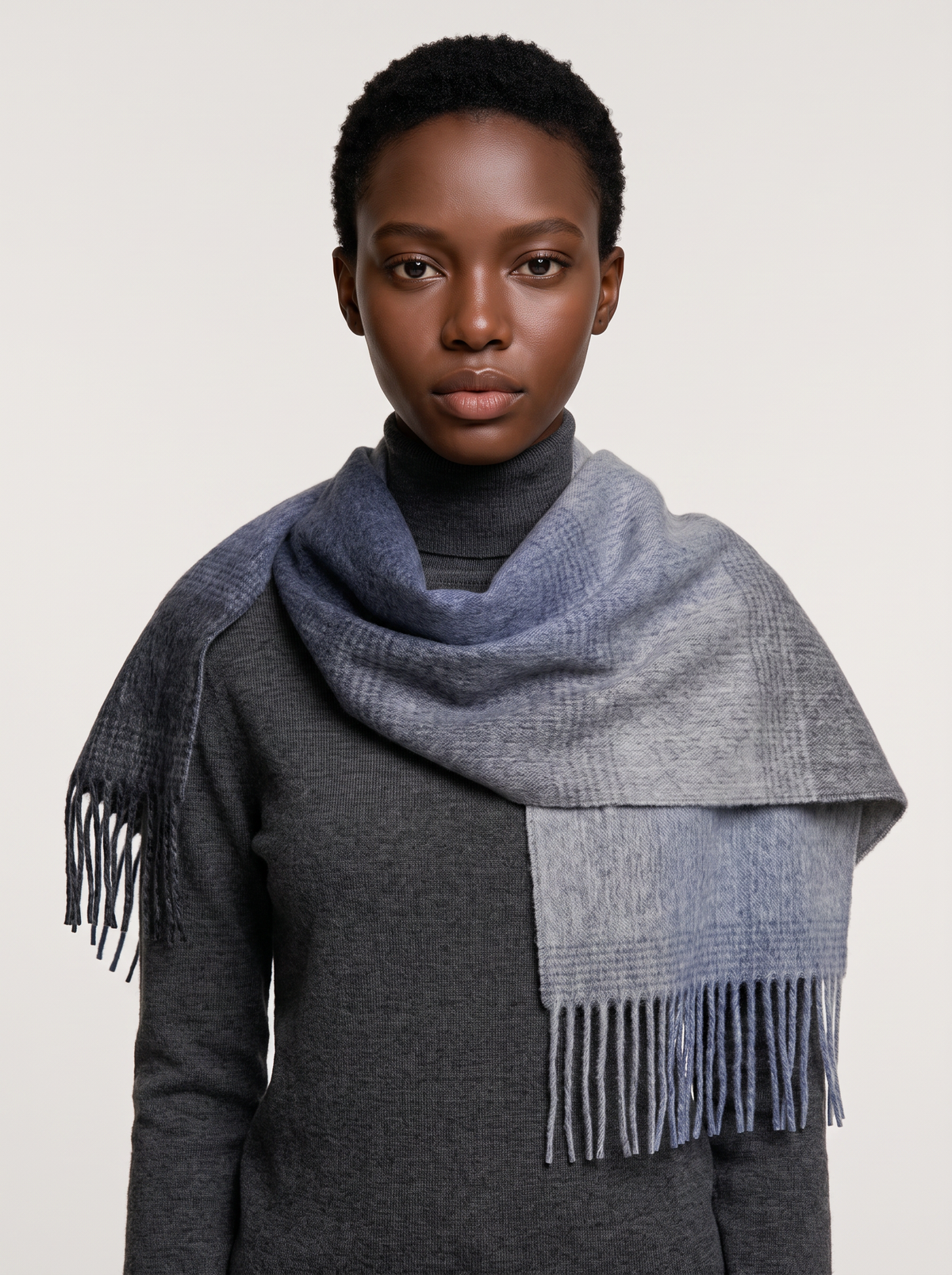 100% Wool Gradient Check Scarf