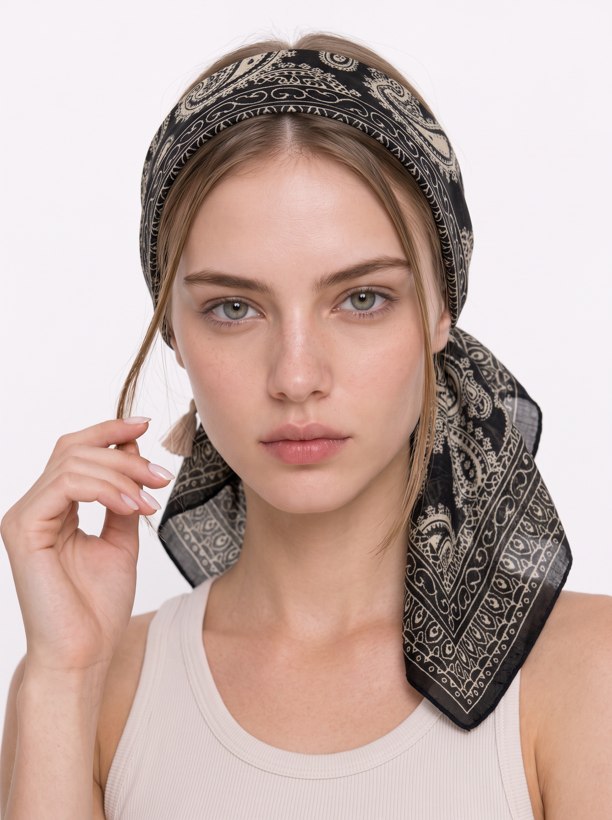 Folk Paisley Tassel Square Scarf