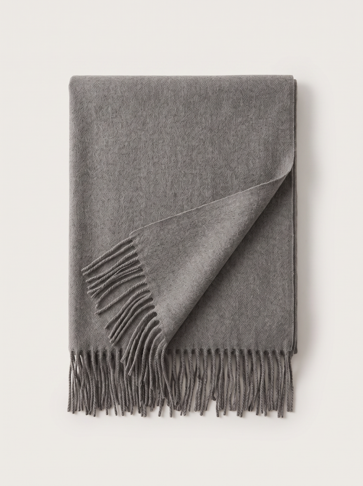 Wool-Blend Oversized Fringed Wrap — Brushed Winter Shawl
