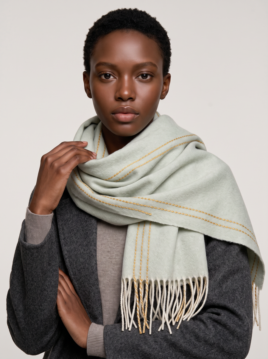 100% Wool Minimalist Border Scarf