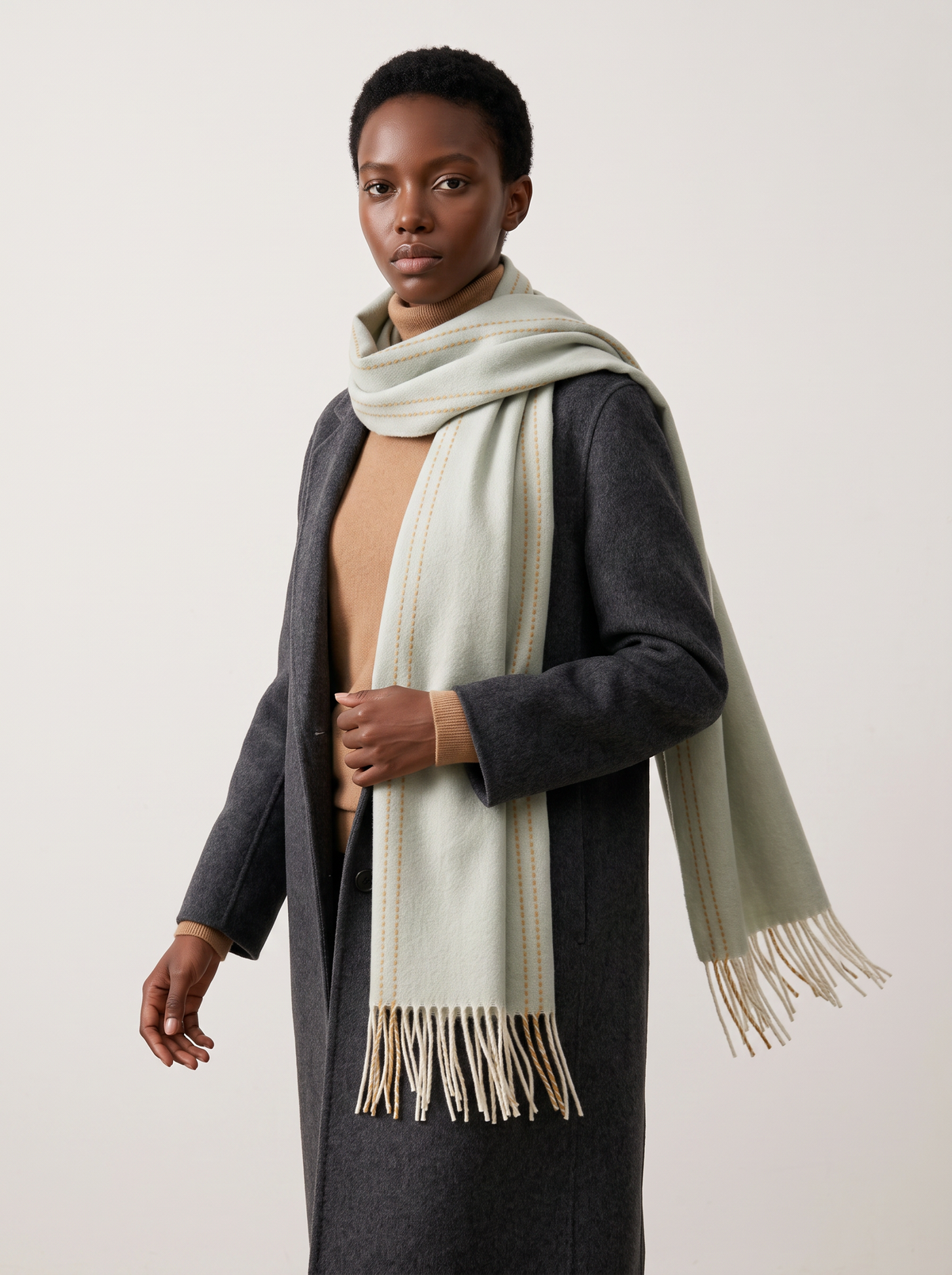 100% Wool Minimalist Border Scarf